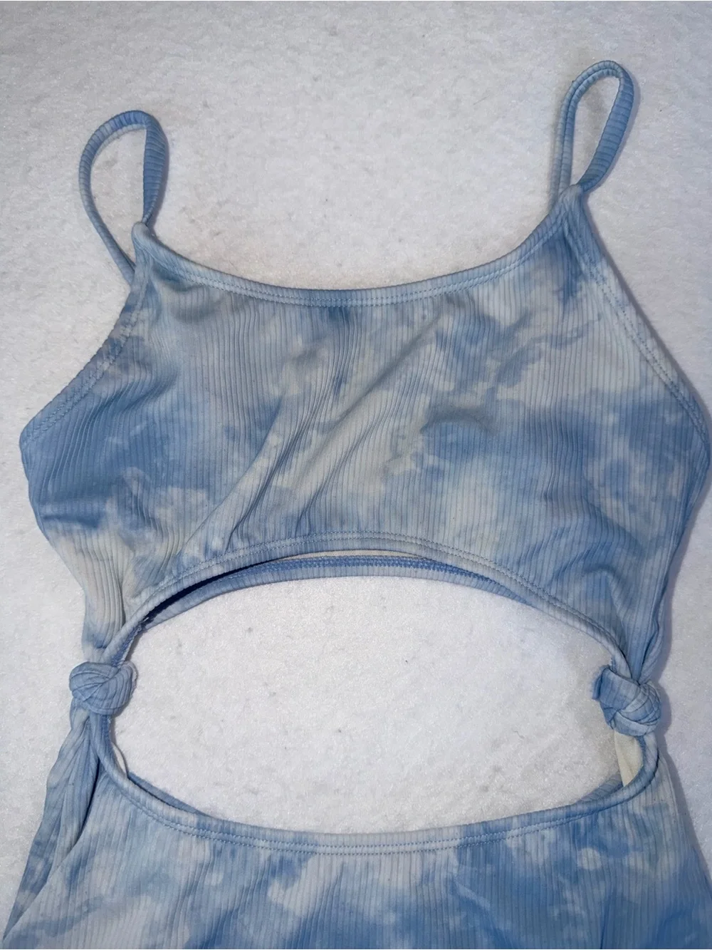 Targets Art Class Light Blue Tie-Dye Cutout Ribbed Bodysuit